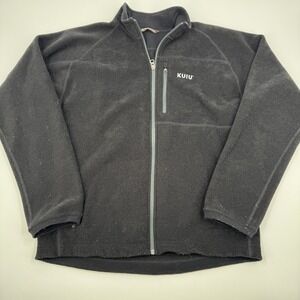 KUIU Mens Full Zip Grid Fleece Jacket Black Textured Mid Layer Size XL